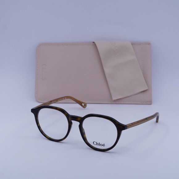 Chloe CH0012O 008 Round Eyeglasses 50mm - Dark Havana/Brown - Picture 6 of 11